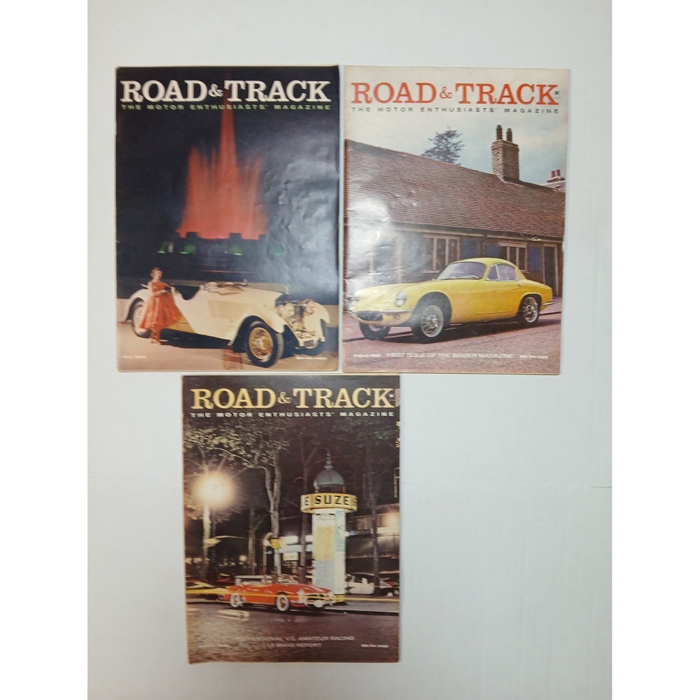 3 Road & Track Magazines 1958 Lotus Elite Road & Bentley Lot